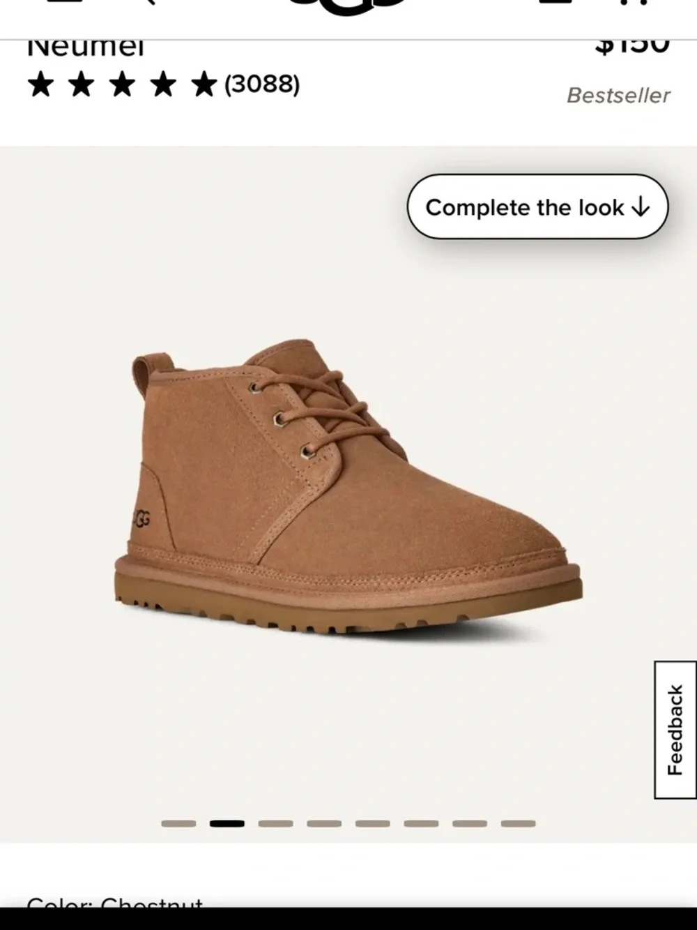NWOT UGG Neumel Chukka Boot Men’s US 9 Eu 42 Tan Chestnut Suede Lace Up NWOT